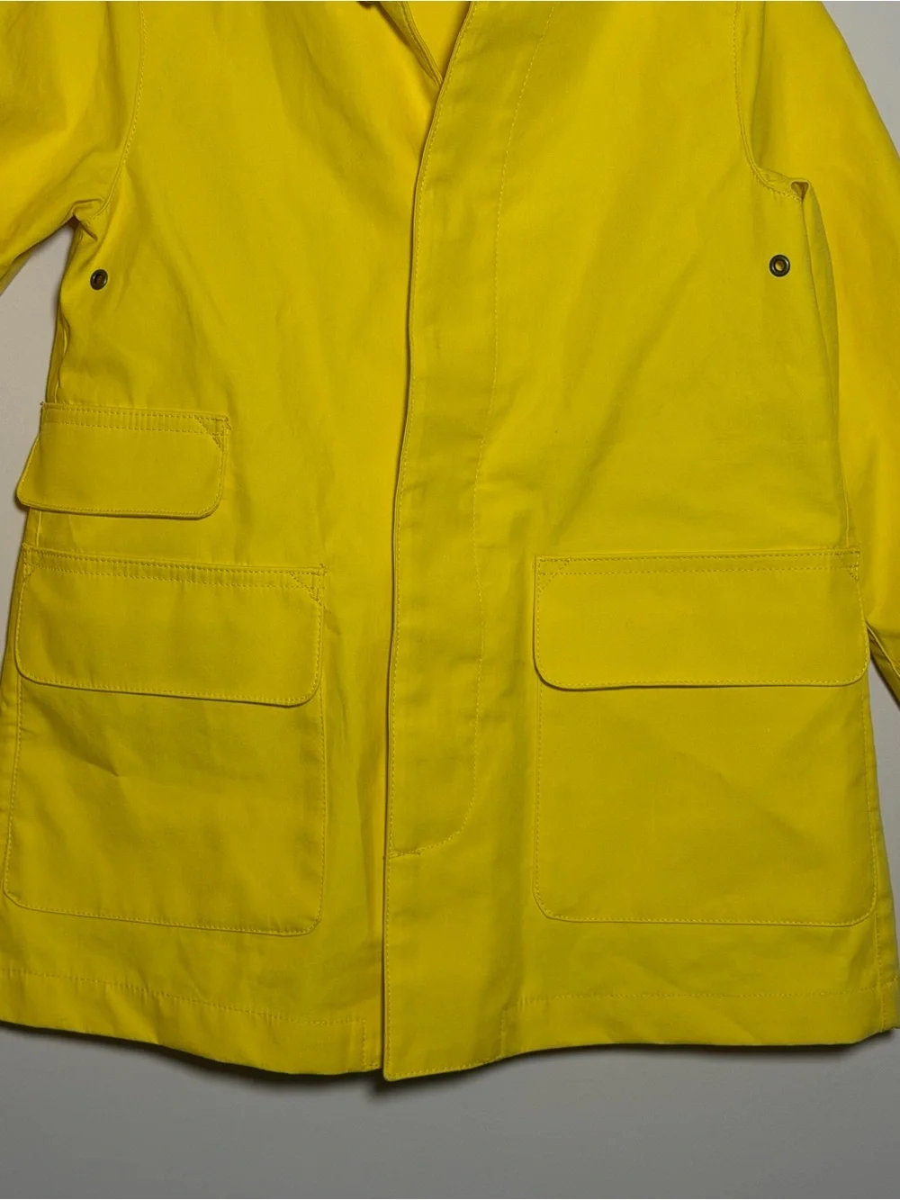 Ralph Lauren Girls Yellow Hooded Raincoat Jacket 4T Cotton Button Front Hood